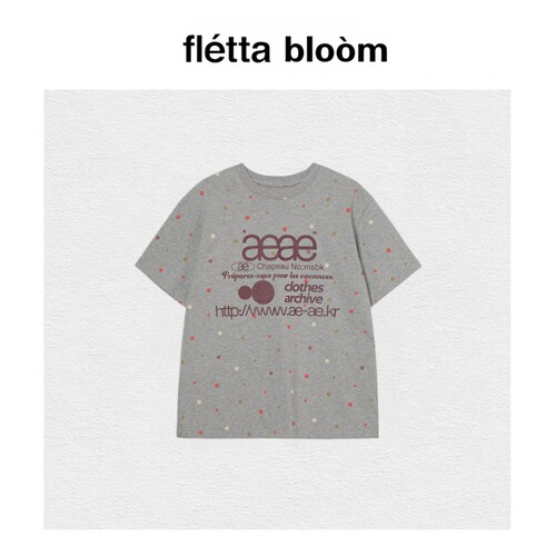 【现货】fletta bloom韩国小众aeae短袖彩色波点字母印花T恤上衣