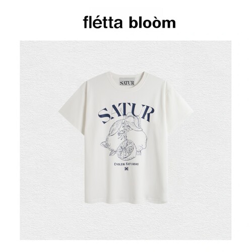 【现货】fletta bloom小众潮牌satur柠檬线条大标短袖上衣宽松T恤