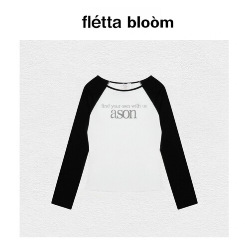 【现货】fletta bloom韩国潮牌ason撞色插肩拼色微透防晒长袖T恤