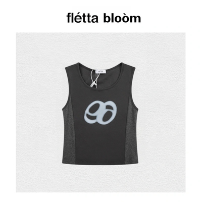 【现货】fletta bloom韩国小众ason修身撞色背心无袖短款上衣T恤