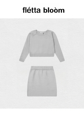 【现货】fletta bloom韩国Slowand圆领针织衫上衣短裙套装毛衣