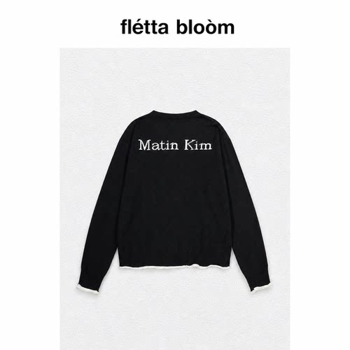 ●fletta bloom韩国小众matinkim字母提花针织衫宽松圆领毛衣外套