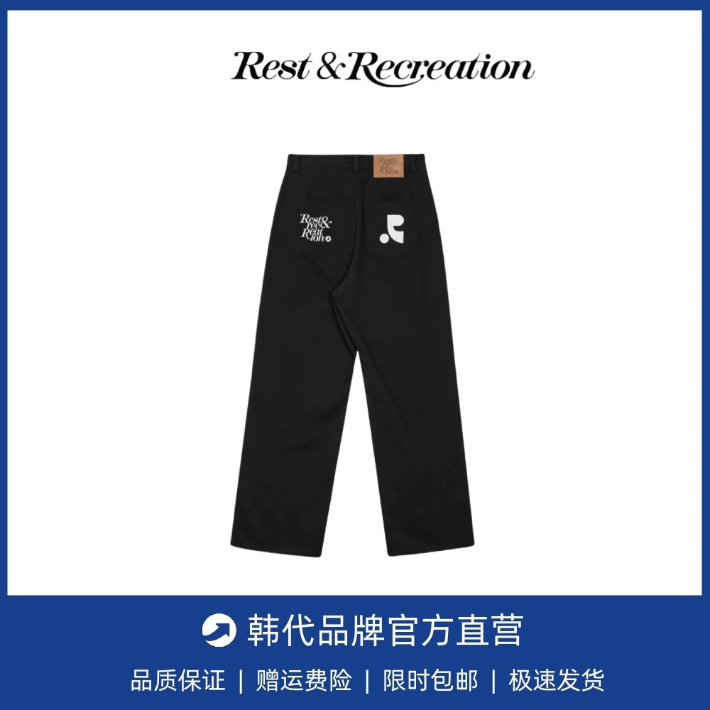 【现货】Rest&Recreation高腰直筒宽松阔腿裤口袋印花休闲裤子