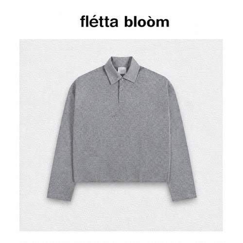 ●fletta bloom ami polo衫高克重宽松翻领爱心纽扣长袖上衣