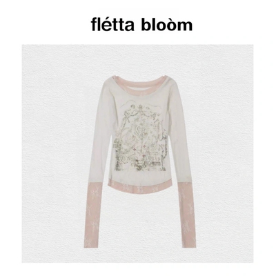 【现货】fletta bloom直井怜同款韩国小众蕾丝假两件长袖打底上衣