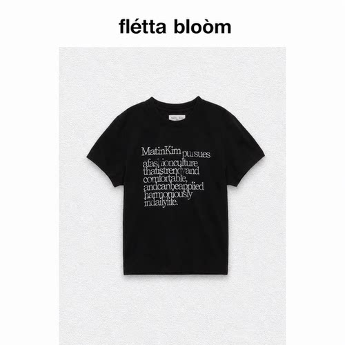●fletta bloom韩国小众潮牌matin kim短袖女满印字母刺绣T恤上衣