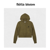 bloom韩国刺绣RR软糯泰迪绒连帽拉链针织毛衣开衫 fletta 现货