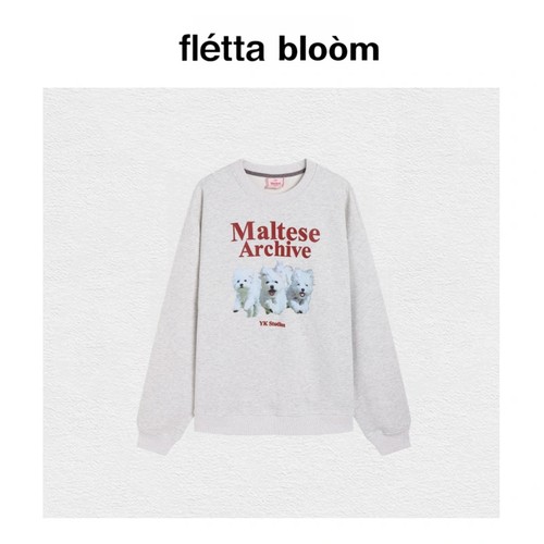 【现货】fletta bloom韩国潮牌waikei三只小狗狗纯棉宽松圆领卫衣