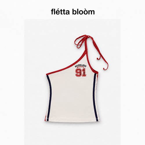 ●fletta bloom韩国badblood系带斜肩辣妹字母印花吊带修身小背心