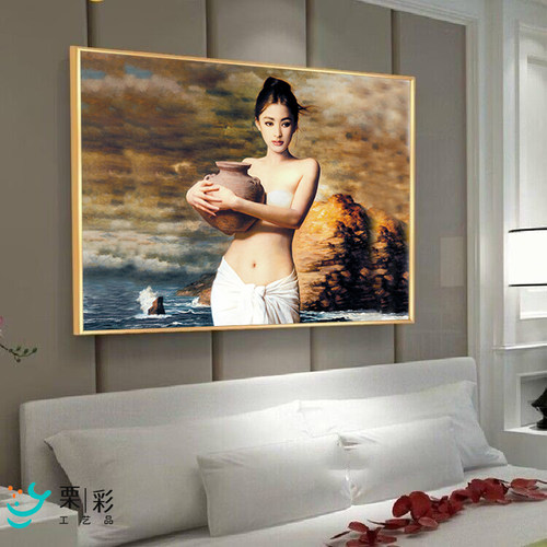 抱陶女油画美女酒店卧室洗手间任务挂画会所美容院浴足店装饰画
