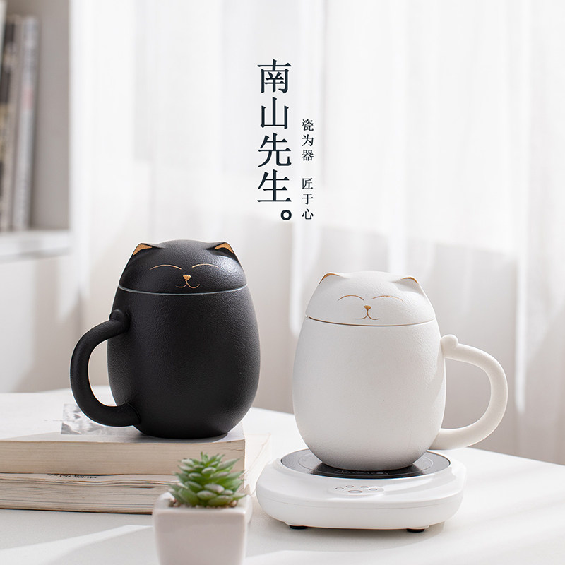 南山先生 招财猫马克杯办公泡茶杯恒温组合家用喝水杯保温垫套装怎么看?