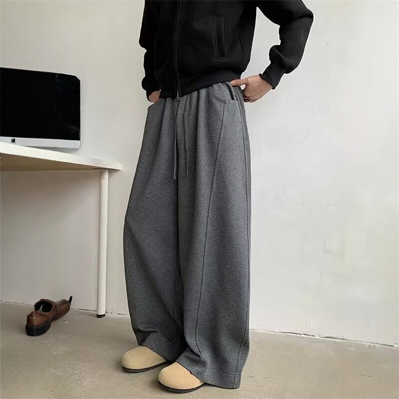 重磅弯刀卫裤男女春季美式复古高街运动长裤宽松高级感深灰色裤子