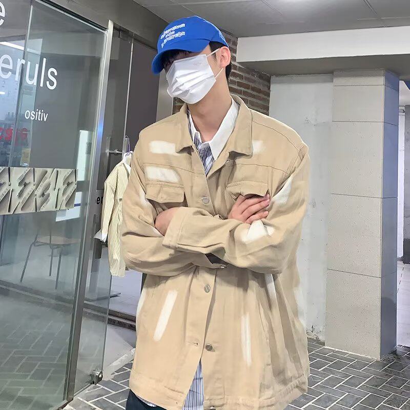 慵懒风喷漆扎染夹克上衣ins潮牌