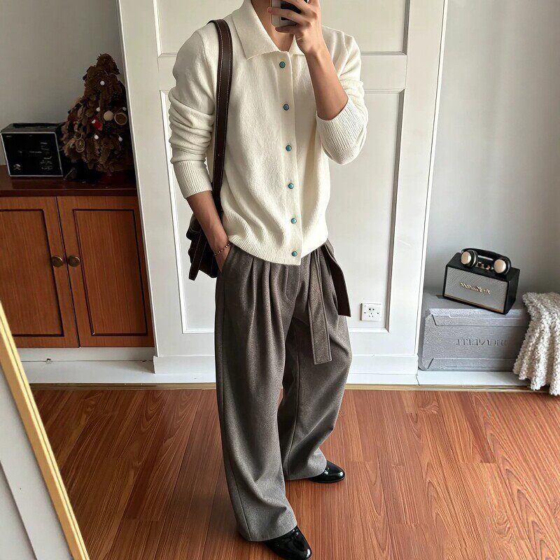 老钱风仿绿松石毛衣针织外套男秋