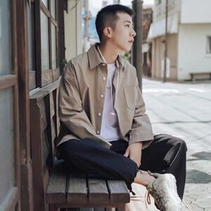 工装衬衫男长袖韩版宽松bf潮流外套港风日系休闲百搭痞帅衬衣秋装