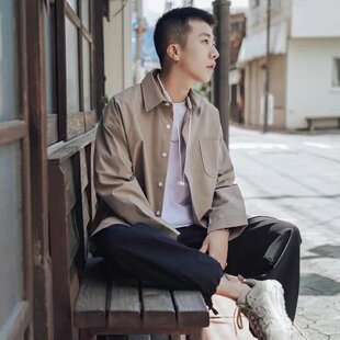 宽松bf潮流外套港风日系休闲百搭痞帅衬衣秋装 工装 韩版 男长袖 衬衫