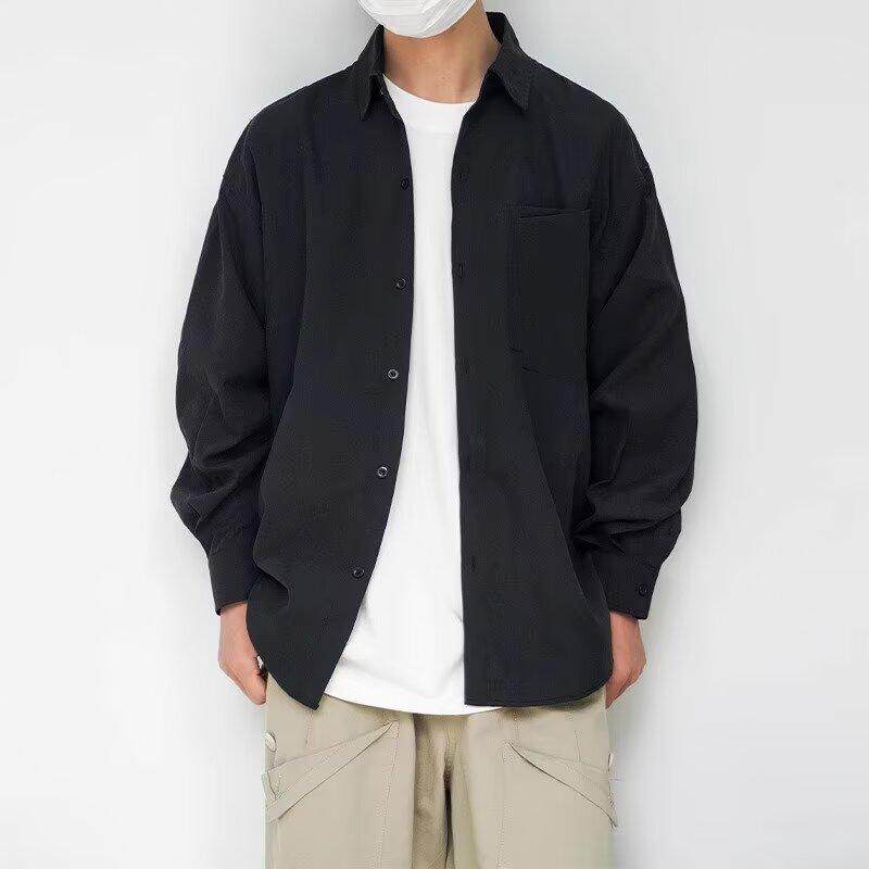 休闲宽松百搭长袖中古衬衫