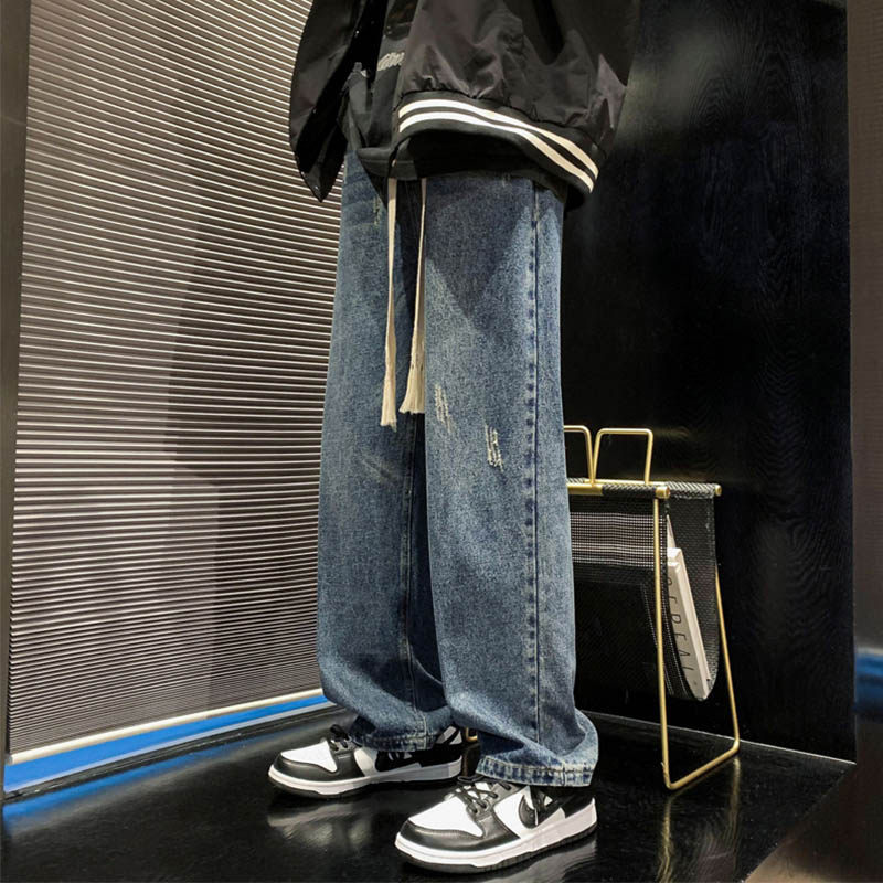 牛仔裤男直筒宽松春夏季ins潮牌百搭手阔腿男帕高级感休闲老爹裤