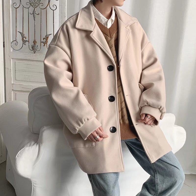 春秋毛呢大衣男士港风ins潮流百搭休闲外套韩版宽松痞帅新款风衣,男装,毛呢大衣,淘宝优惠券,粉丝福利购,淘宝优惠卷