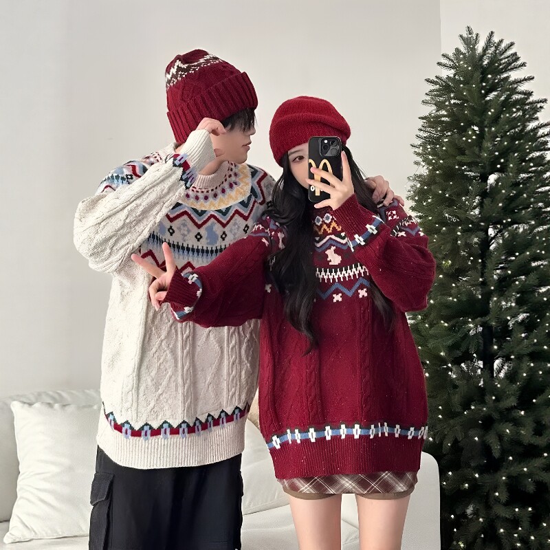 情侣装秋冬季慵懒风毛衣男女小众