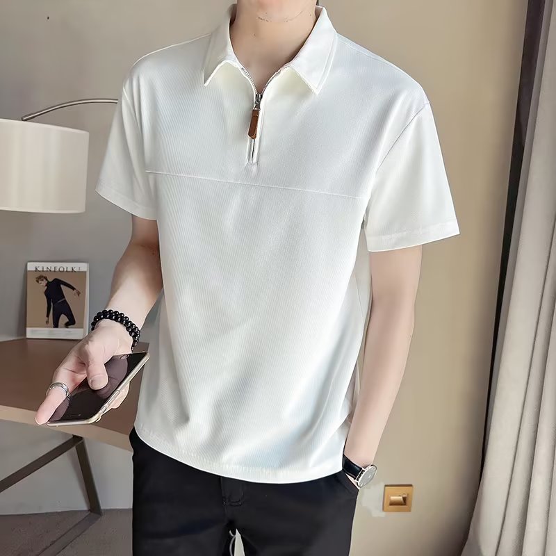 高级感翻领POLO衫男潮牌痞帅短袖夏季男款2023新款夏装T恤半截袖