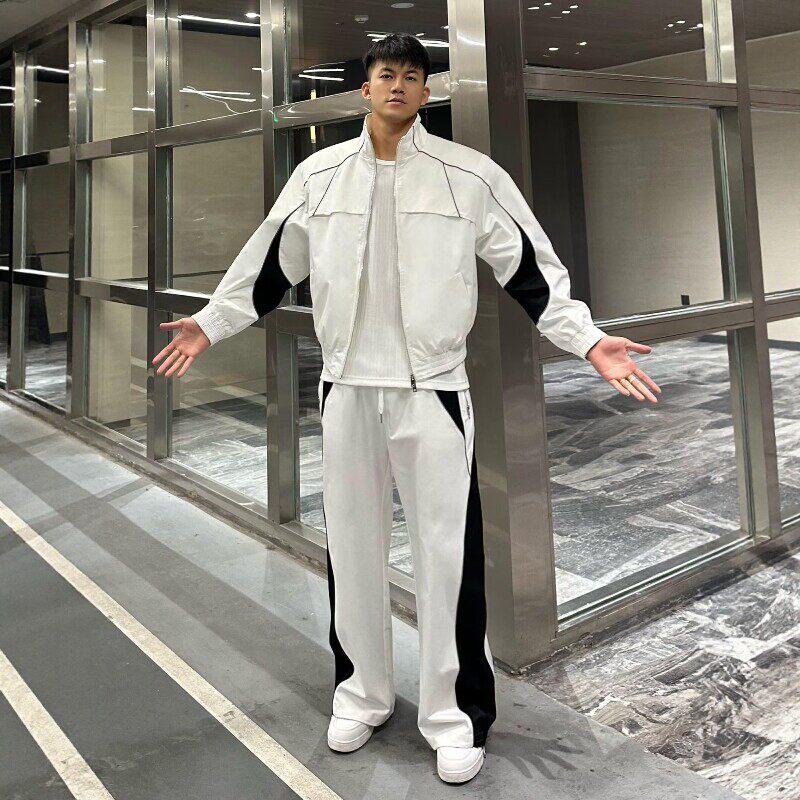 港风直筒宽松百搭休闲裤运动套装