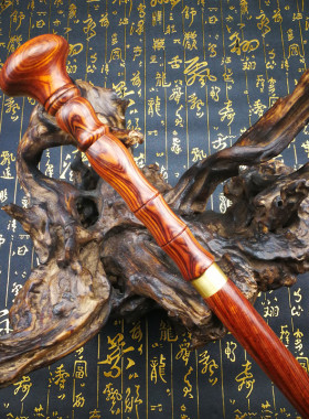 圆头红木绅士手杖老人实木质拐杖红酸枝登山杖防滑拐棍文明仗欧式