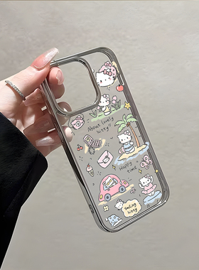 ins风可爱卡通HelloKitty16适用15电镀14苹果13Promax手机壳iPhone12透明11高级感KT凯蒂猫个性xs男x女8P7潮r