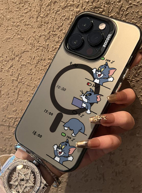 ins风可爱卡通汤姆猫咪16苹果15ProMax手机壳iPhone14PLUS搞怪13磁吸壳12磨砂11保护套高级感xs情侣x潮牌男女