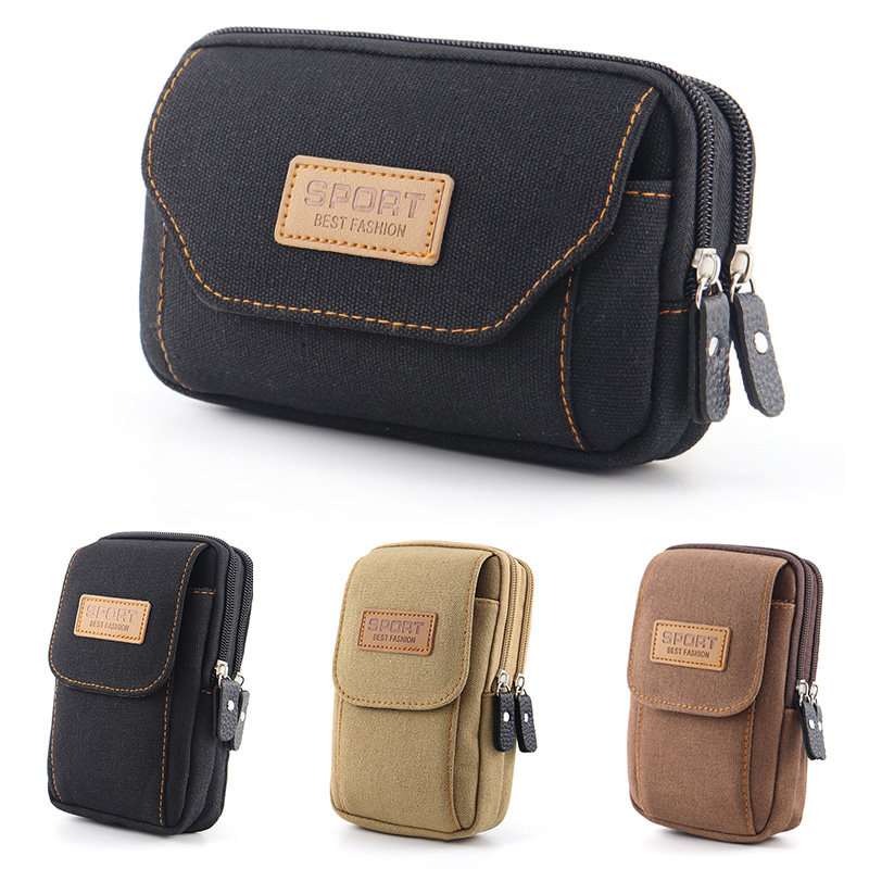 7寸帆布手机包男腰包大容量穿皮带手机套多功能耐磨挂腰包别腰式,运动包/户外包/配件,腰包,淘宝优惠券,粉丝福利购,淘宝优惠卷