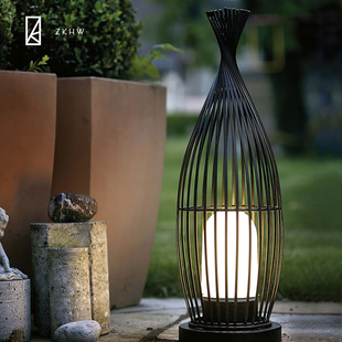 户外花园落地灯新中式 饰鸟笼灯防水草坪落地灯 别墅景观庭院装