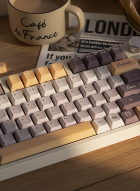 freetag键帽gap巧克力奶咖色简约线条手绘原创新原厂键帽