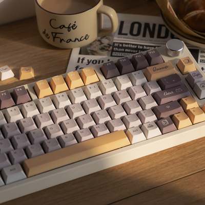 freetag键帽gap巧克力奶咖色简约线条手绘原创新原厂键帽