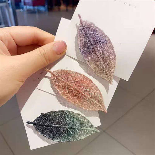 韩国清新少女刺绣树叶优雅发卡