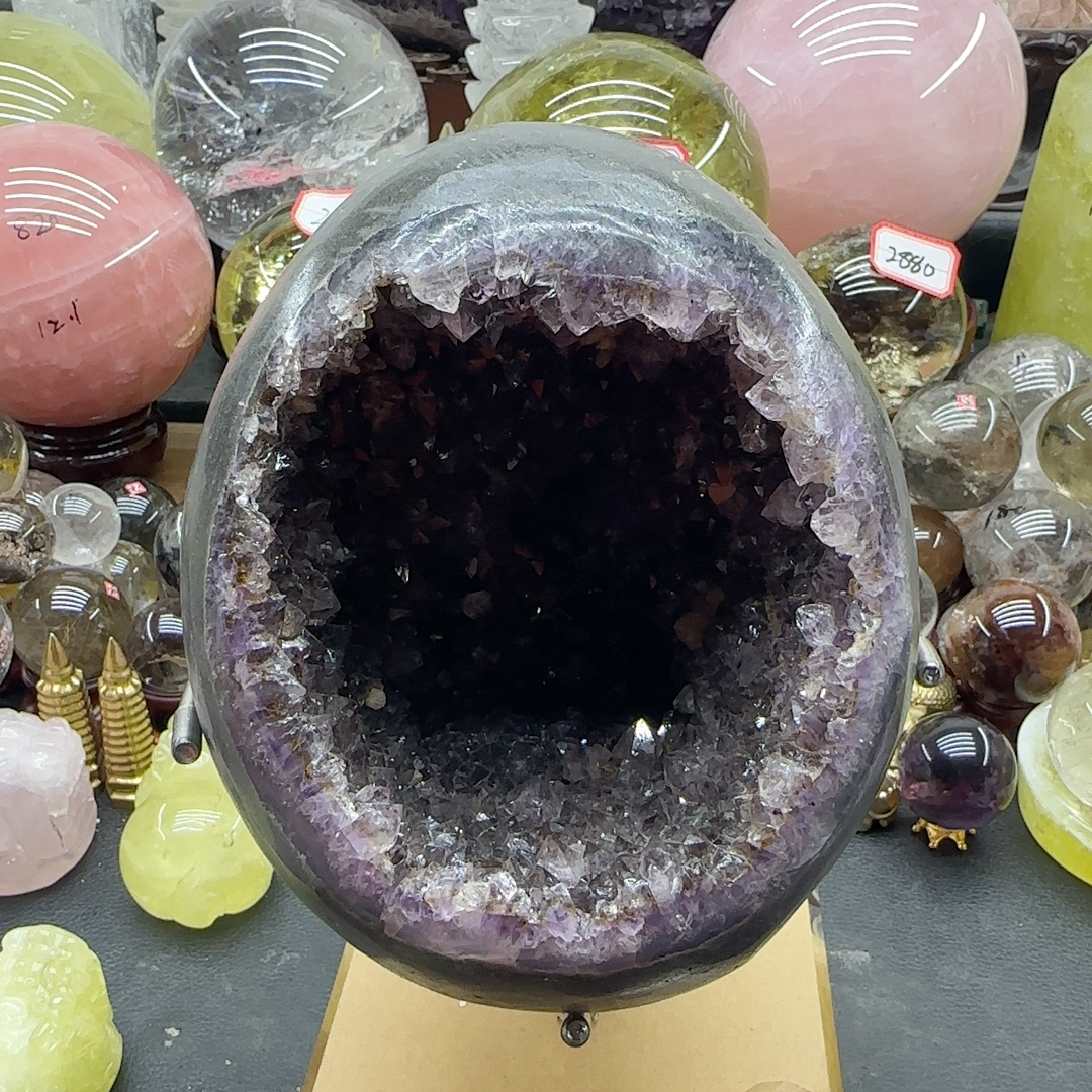 紫钛水晶龙蛋宽14高14.7厘米左右