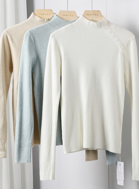 冬季韩系新款半高领纯色外穿内搭毛衣女修身显瘦气质百搭针织上衣