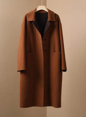 2025秋冬新款时尚设计感翻领双面羊绒大衣女气质百搭显瘦毛呢外套