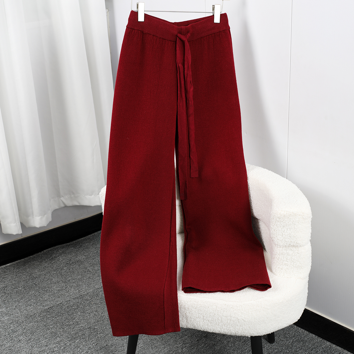 高腰休闲时尚长裤针织阔腿裤