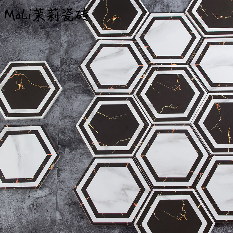 Northern Europe ceramic tile Six angle brick Antique brick kitchen TOILET Wall tile floor tile Hexagon Retro black white Tilein the Decoration main material , Ceramic tile , Antique brick (Including culture stone)  category - from Buy2taobao.com to provide professional Taobao agent buy service