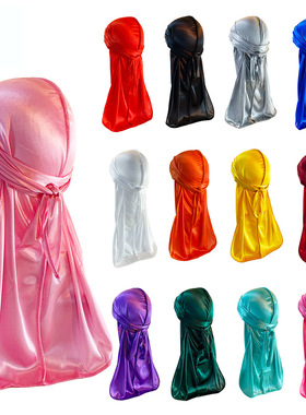 街舞骑行户外头巾系带弹力加厚有光布长尾帽海盗帽 SILKY DURAG