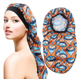 2022新款欧美色丁睡帽跨境民族风印花美容美发护发帽 silk bonnet