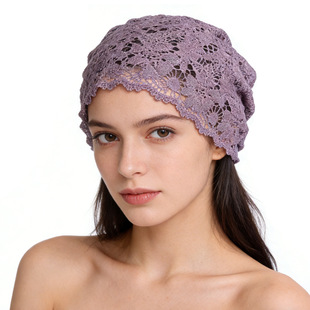 月子帽女士透气时尚简约蕾丝套头帽子户外遮阳防晒堆堆帽 caps