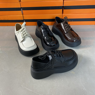 软皮小皮鞋 厚底乐福鞋 新款 舒适橡胶底增高鞋 英伦风复古时尚 断码