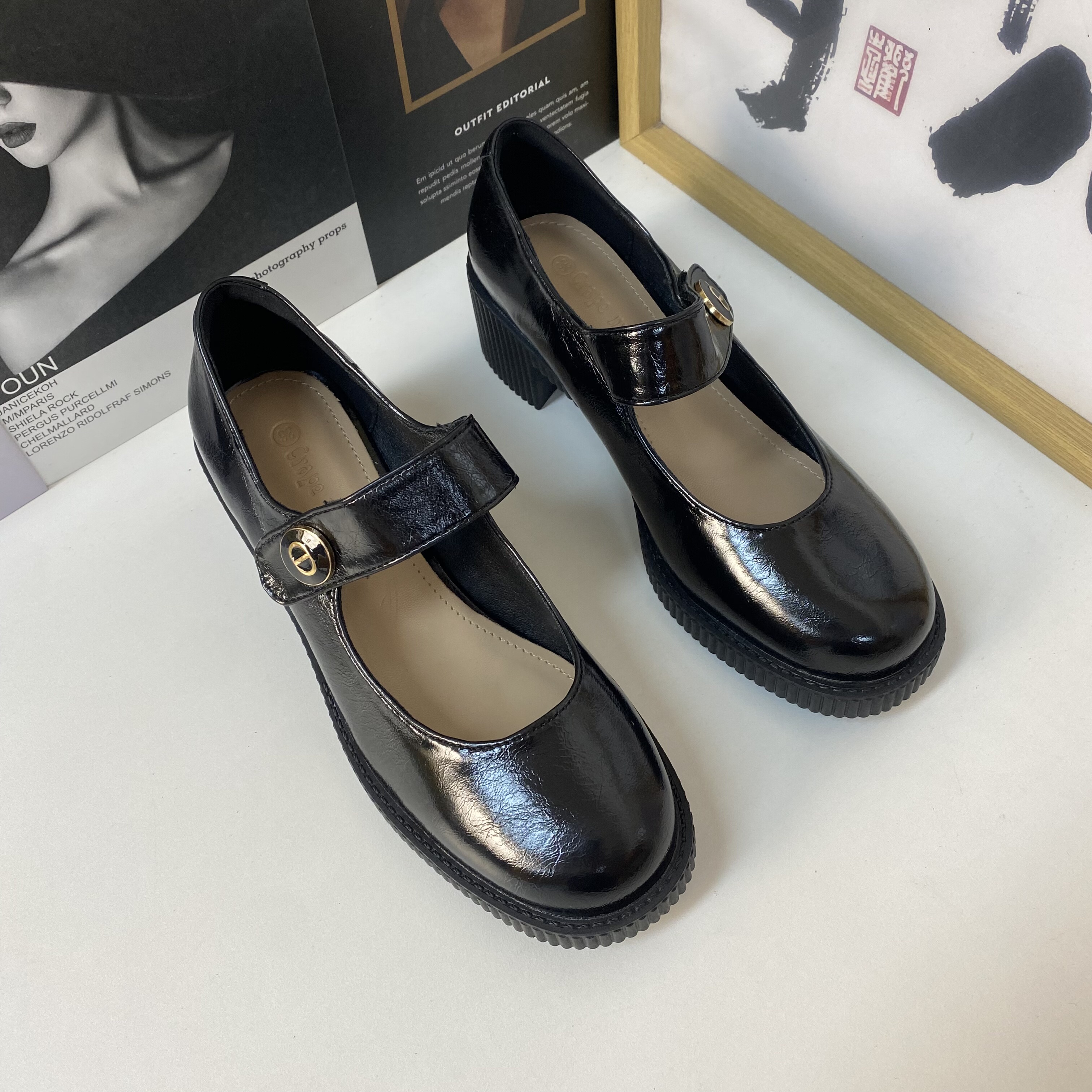 36码玛丽珍鞋女2025春季新款休闲百搭圆头粗超跟厚底小皮鞋复古鞋