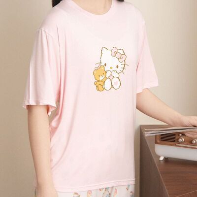 小松鼠洛洛-青少年春夏卡通圆领短袖中裤可爱休闲家居服LM2H7117