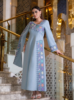 印度天蓝色演出服舞台连衣裙Indian women  dress clothes outfit