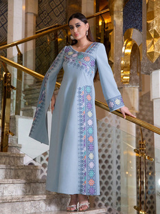 印度天蓝色演出服舞台连衣裙Indian women  dress clothes outfit