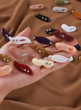 外贸混色镶钻花桃心波浪中空塑料别针盖头针丝巾夹safety pin