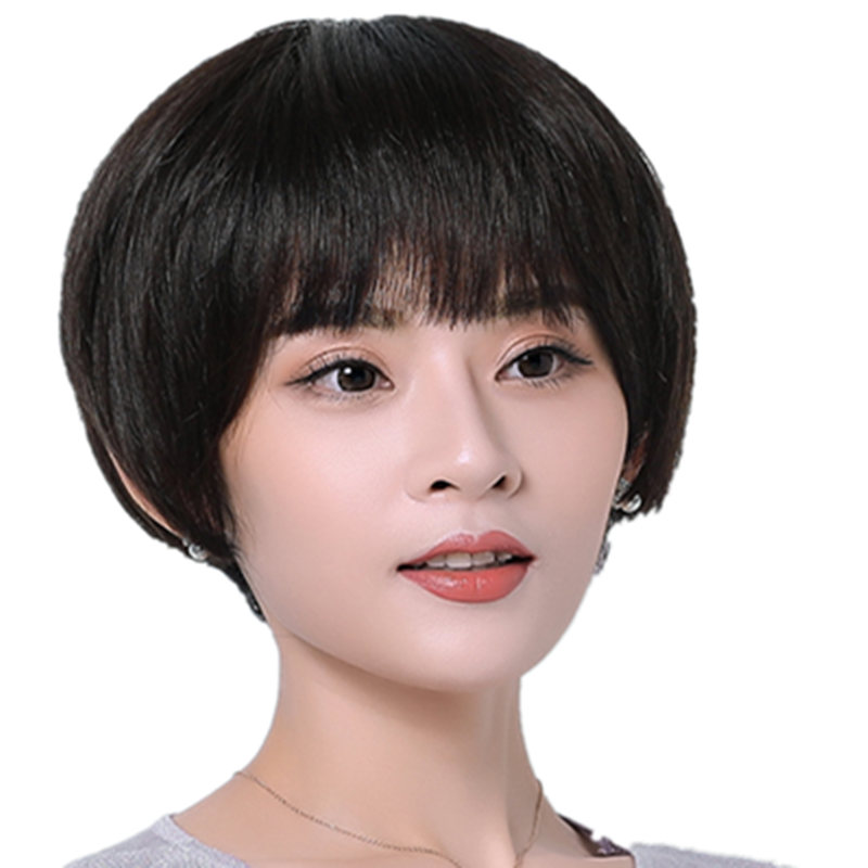 假发女短发中老年妈妈真发短直发