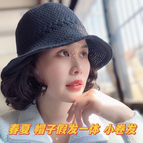 黛丽丝时尚假发女帽子一体短卷发
